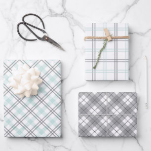 Hojas de papel de envolvimiento de Gingham verde y