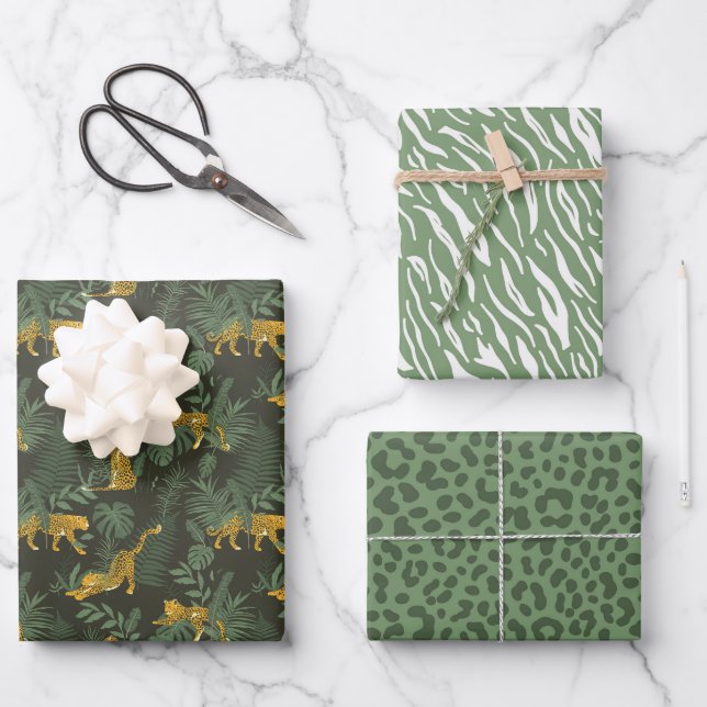 Hojas de papel de envolvimiento de leopardo de Saf (Anverso)