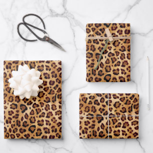 Hojas de papel de envolvimiento de leopardo rústi