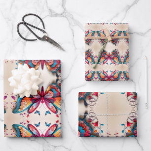 Hojas de papel de envolvimiento de mariposas