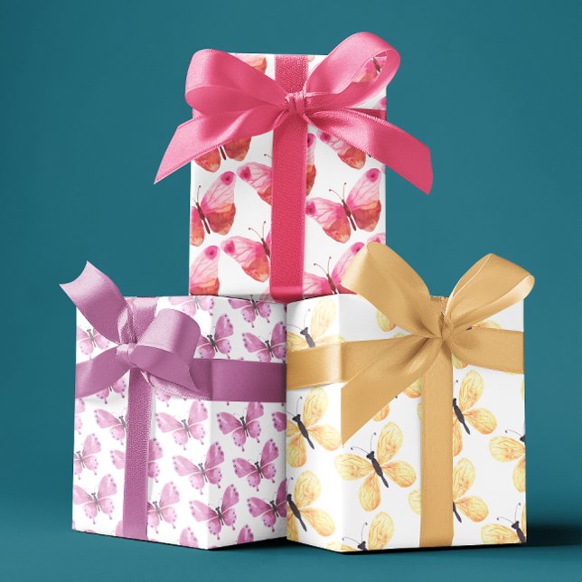 Hojas de papel de envolvimiento de mariposas (Celebrate someone special with these beautiful watercolor butterfly wrapping paper sheets! )