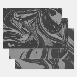 Hojas de papel de envolvimiento de mármol negro y 