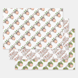 Hojas de papel de envolvimiento de melocotón navid