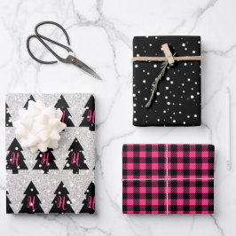 Hojas de papel de envolvimiento de monograma negro