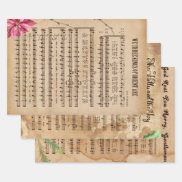 Hojas de papel de envolvimiento de música navideña