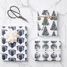 Hojas de papel de envolvimiento de Navidades azule