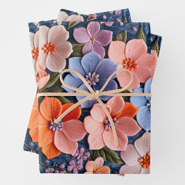 Hojas de papel de envolvimiento de Needlepoint flo