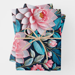 Hojas de papel de envolvimiento de Needlepoint flo