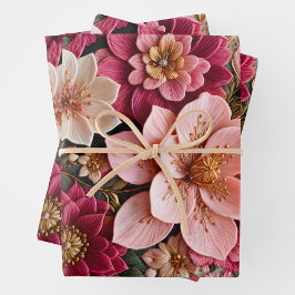 Hojas de papel de envolvimiento de Needlepoint flo