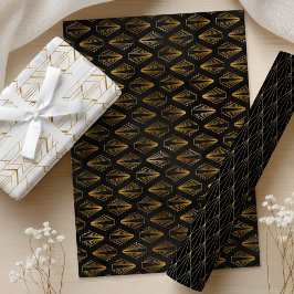 Hojas de papel de envolvimiento de oro y negro Art