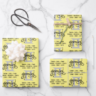 Hojas de papel de envolvimiento de rayas de Gemini