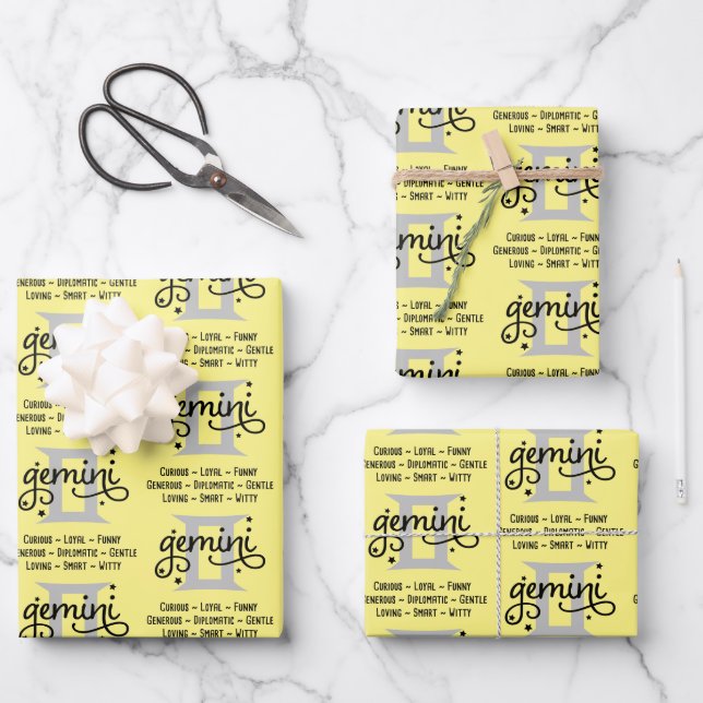 Hojas de papel de envolvimiento de rayas de Gemini (Anverso)