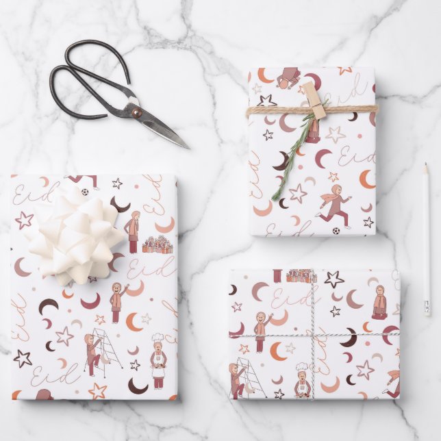 Hojas de papel de envolvimiento de regalo de Eid,1 (Anverso)