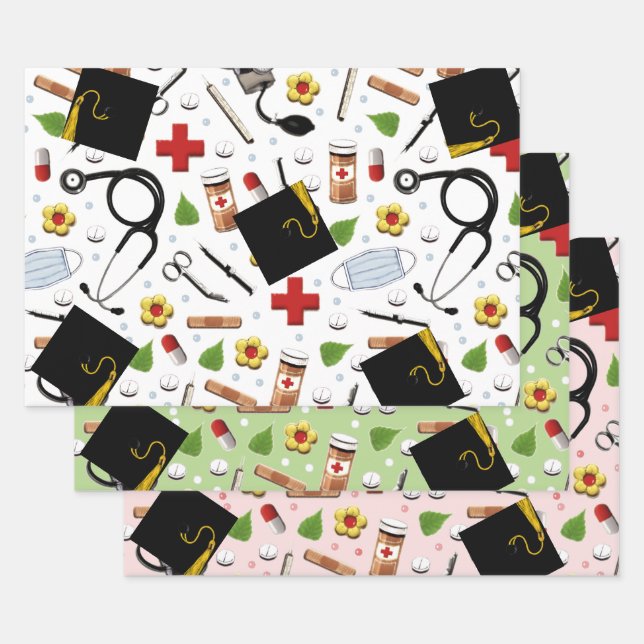 Hojas de papel de envolvimiento de regalo para méd (Set)