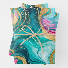 Hojas de papel de envolvimiento de tinta de mármol