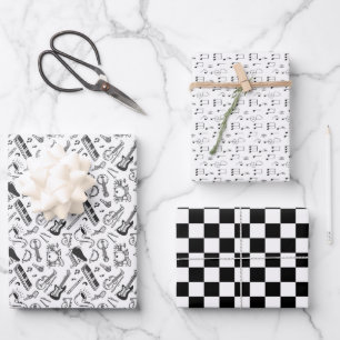 Hojas de papel de envolvimiento en blanco y negro