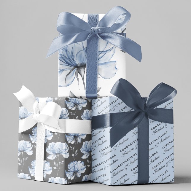 Hojas de papel de envolvimiento floral Boda person (Celebrate a special couple with these personalized wrapping paper sheets! )