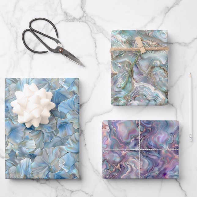 Hojas de papel de envolvimiento floral Pearlescent (Anverso)