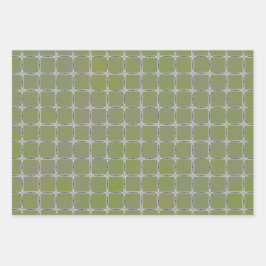 Hojas de papel de envolvimiento geométrico verde y