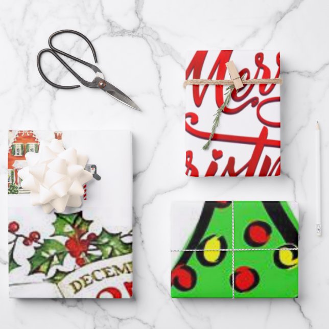 Hojas de papel de envolvimiento navideño (Anverso)