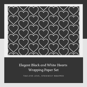 Hojas de papel de envolvimiento negro de corazón b