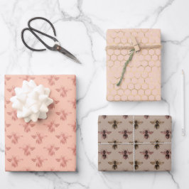 Hojas de papel de envolvimiento neutro rosa para a