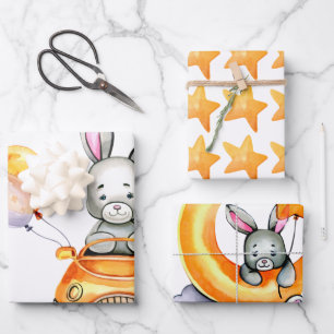 Hojas de papel de envolvimiento para conejitos