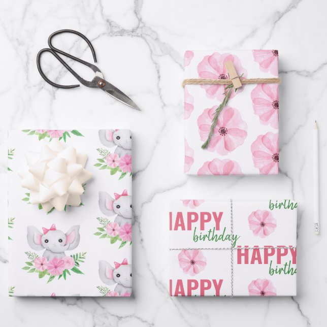 Hojas de papel de envolvimiento para el cumpleaños (Anverso)