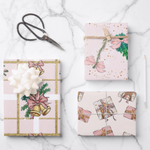 Hojas de papel de envolvimiento rosado y juguetón