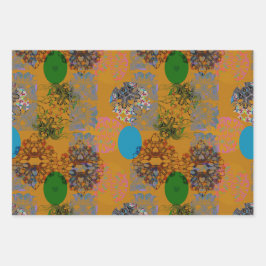 Hojas de papel de envolvimiento verde azul naranja