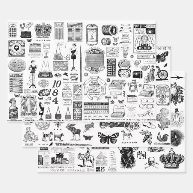 Hojas de papel de Ephemera Collage para desacoplar (Set)