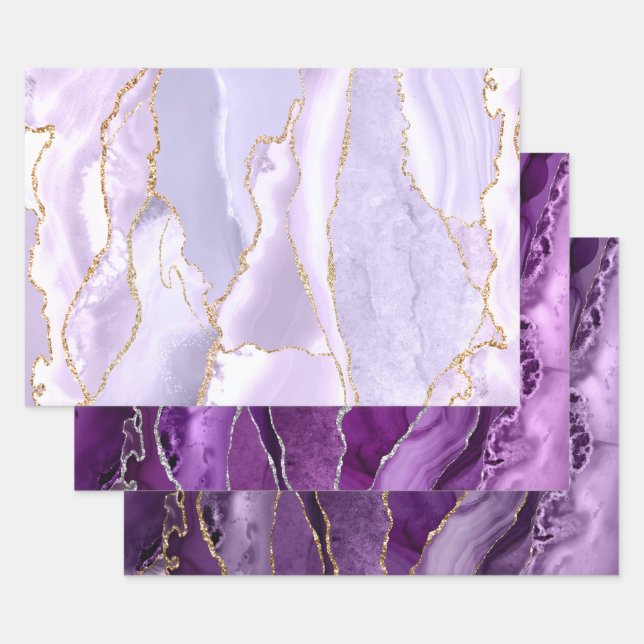 hojas de papel de lavanda y agate morado (Set)