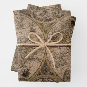 Hojas de papel de mapas antiguos del mundo