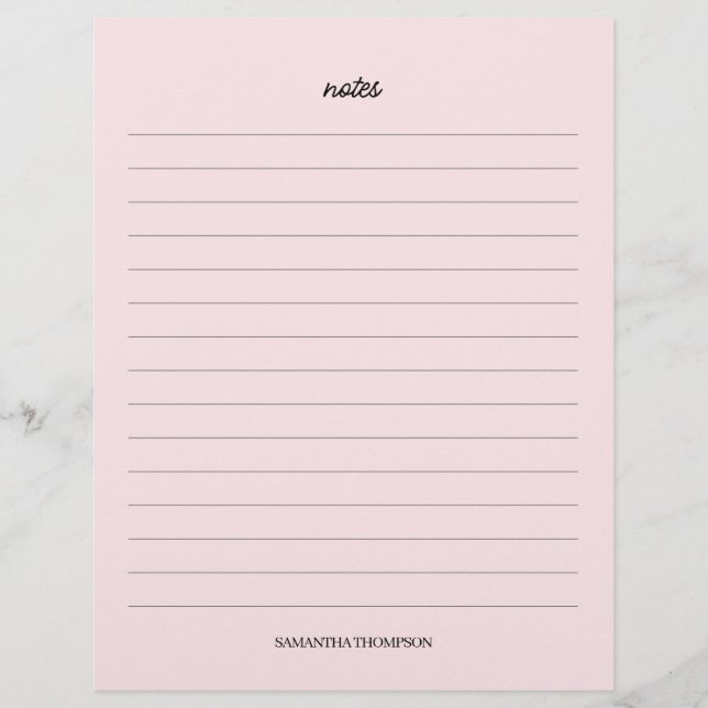 Hojas de papel de Notas de nombres personalizados  (Anverso)