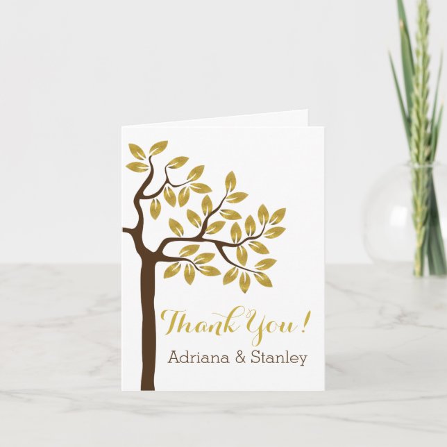 Hojas de papel de oro agradecimiento de boda moder (Anverso)