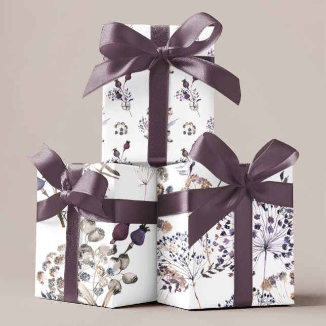 Hojas de papel de regalo botánico boho  (Celebrate someone special with these boho watercolor floral wrapping paper sheets! )