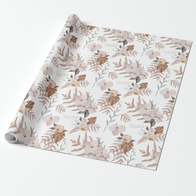 Hojas de papel de regalo con acuarela floral (Desenrollado)