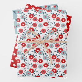 Hojas de papel de regalo con estampado coordinado 