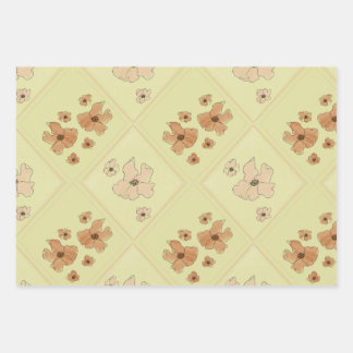 Hojas de papel de regalo con estampado floral vint