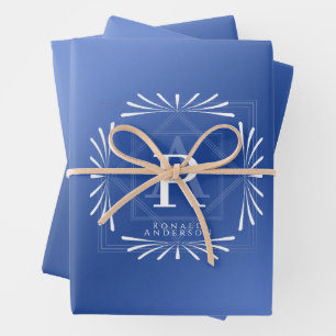 Hojas de papel de regalo con marco elegante de mon