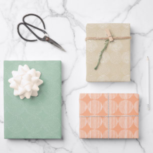 Hojas de papel de regalo con patrón de círculos