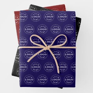 Hojas de papel de regalo con patrón de logo modern