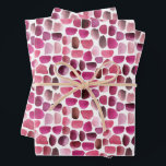 Hojas de Papel de Regalo con Pinceladas Rosadas<br><div class="desc">Tonos de rosa a rojo pinceladas de acuarela en hojas de papel blanco para envolver regalos,  divertido para cualquier ocasión.</div>