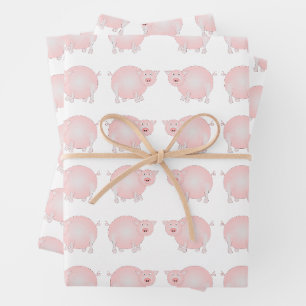 Hojas de Papel de Regalo de Cerdos Rosados