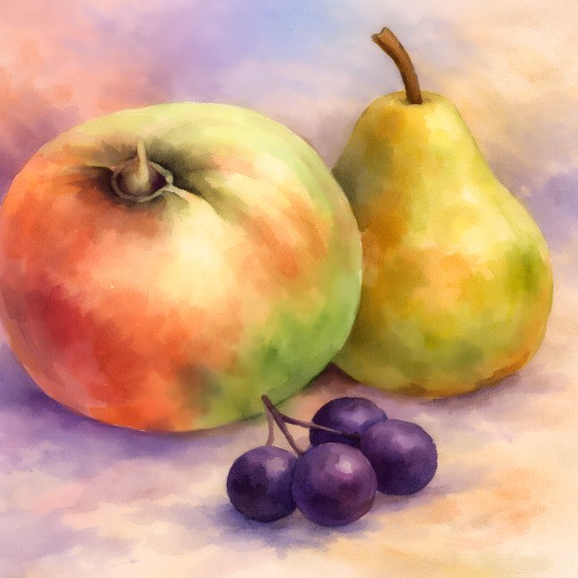Hojas de Papel de Regalo de Cosecha de Huerta — Ju (Hand-Painted apple, pear and berries - elegant gift wrap for home made or gifts from the kitchen )