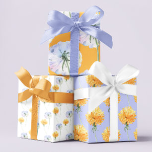 Hojas de papel de regalo de diente de león