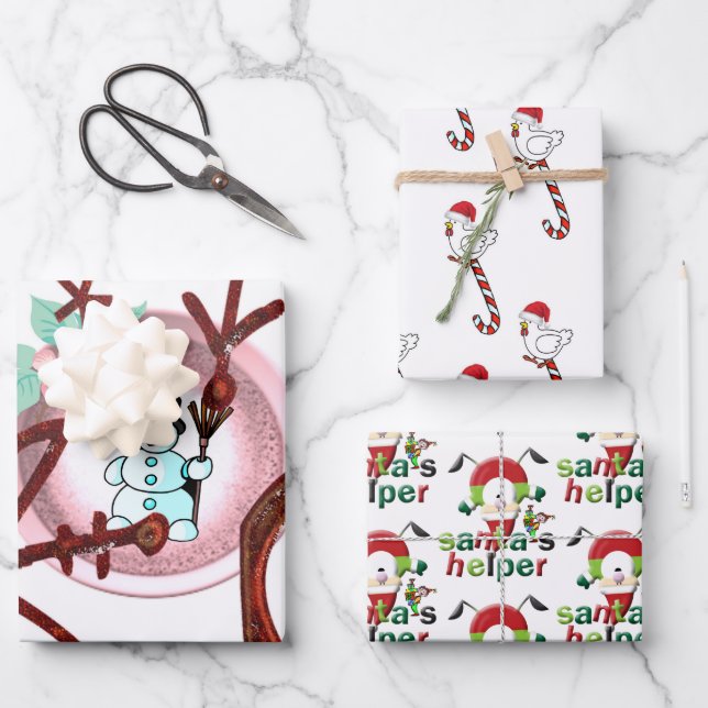Hojas de Papel de Regalo de Feliz Navidad Papá Noe (Anverso)