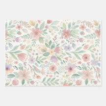 Hojas de papel de regalo de felpa floral pastel