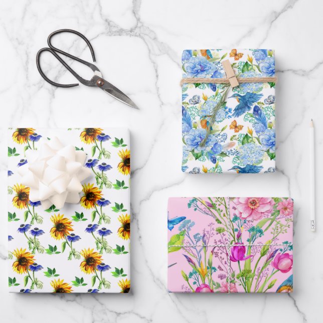Hojas de Papel de Regalo de Flores de Verano (Anverso)