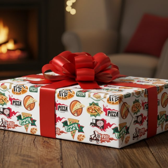 Hojas de papel de regalo de la colección Pizza Pie (Pizza Pie Wrapping Paper Sheets)